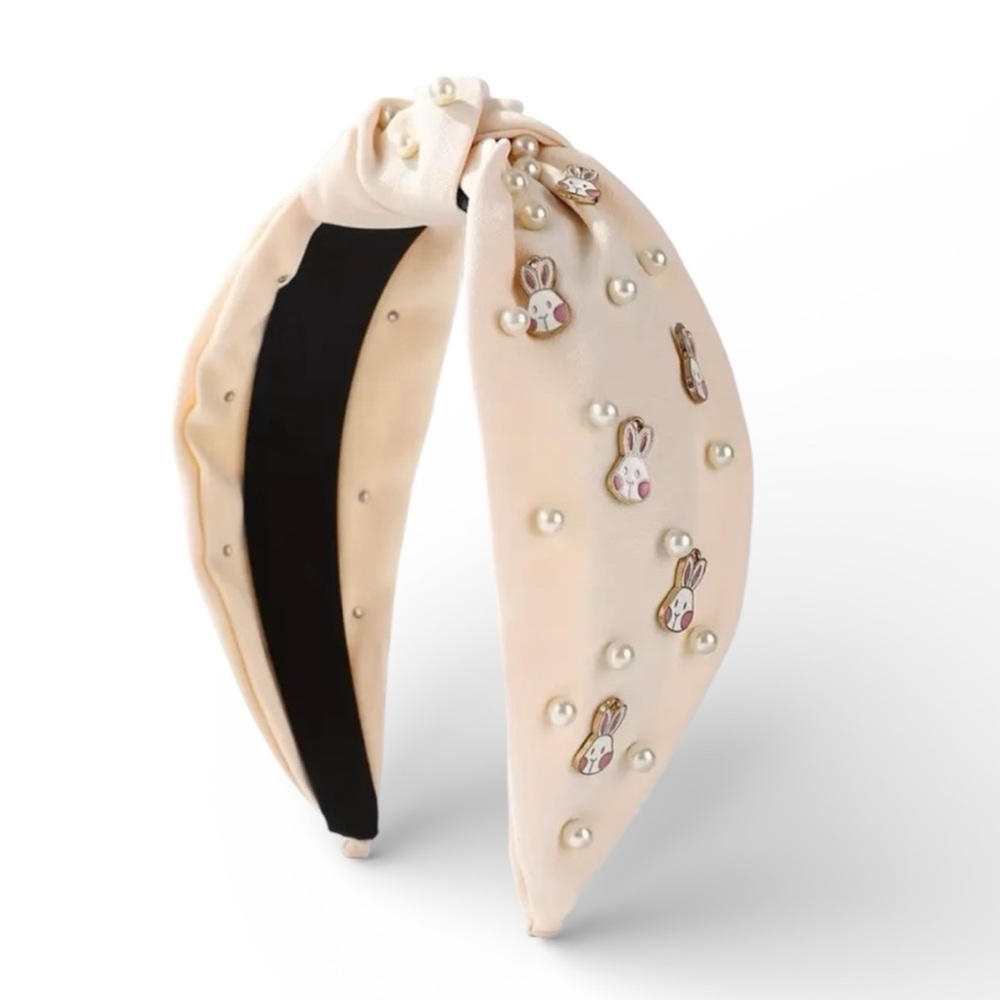 Cream Easter Bunny Faux Pearl Knotted Headband